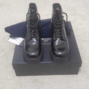 Prada Brushed leather combat boots Men Size 8.5 US